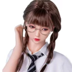 可愛い眼鏡っ娘の中学生ラブドール 真紀子 20体ボディ 2つの動画あり、画像は150cm体(130cm-172cm身長、素材選択でき、qmdoll) - ne100103