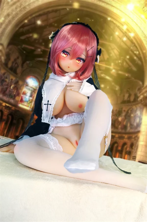 アニメ顔のエロ修道女ラブドール 鈴木まゆみ 135cm、G-Cup巨乳ボディ（AotumeDoll、身長、素材選択可能） - new-at12401